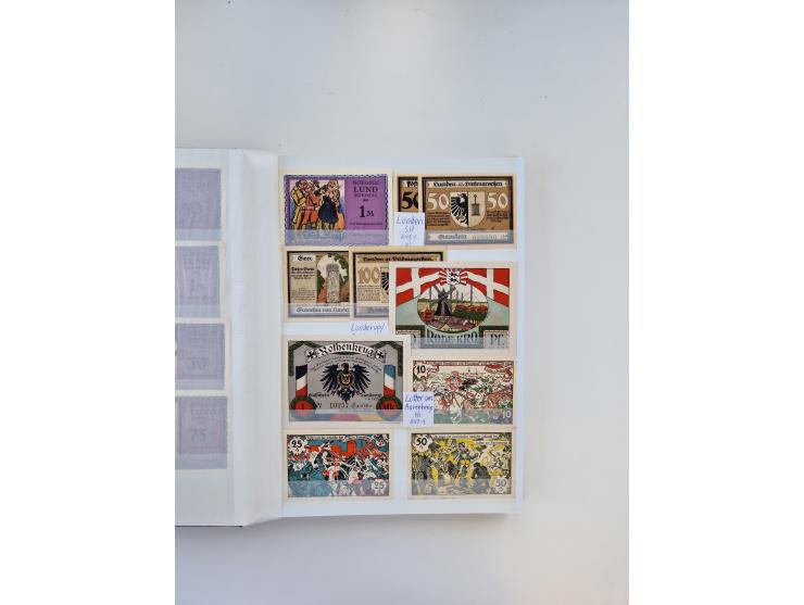 Notgeld-Serienscheine, saubere Sammlung in 16 meist dicken Steckalben, sauber nach Orten und Serien sortiert, überschlägig et