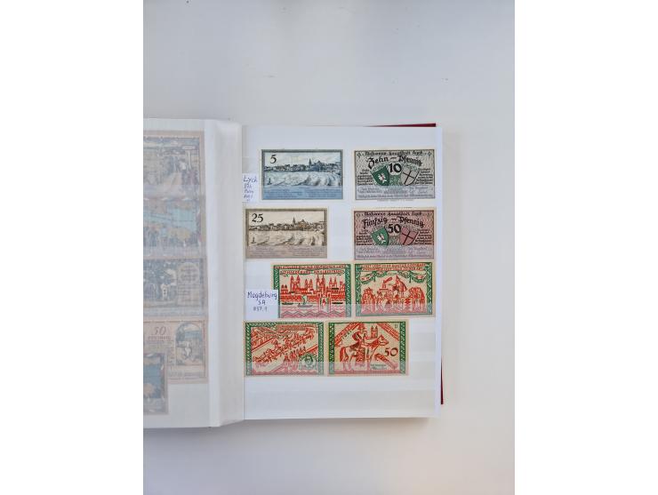 Notgeld-Serienscheine, saubere Sammlung in 16 meist dicken Steckalben, sauber nach Orten und Serien sortiert, überschlägig et