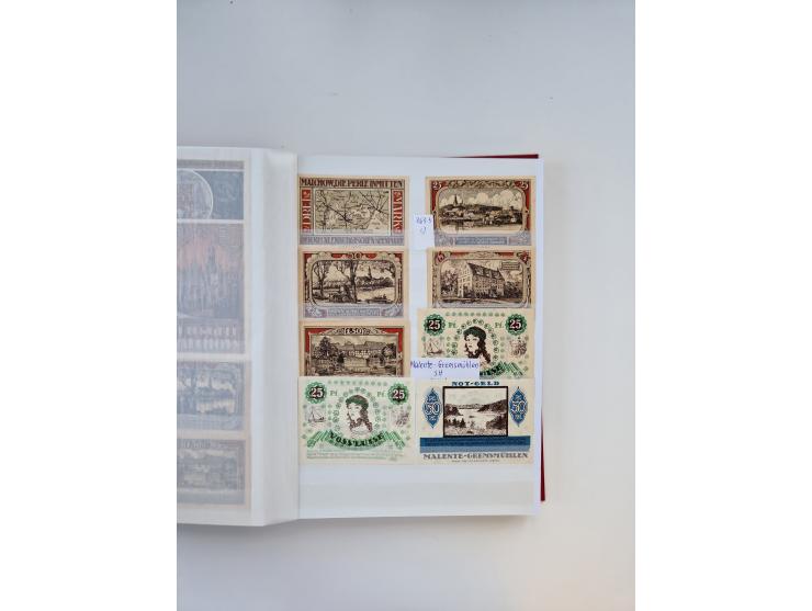 Notgeld-Serienscheine, saubere Sammlung in 16 meist dicken Steckalben, sauber nach Orten und Serien sortiert, überschlägig et