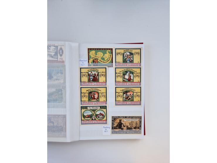 Notgeld-Serienscheine, saubere Sammlung in 16 meist dicken Steckalben, sauber nach Orten und Serien sortiert, überschlägig et