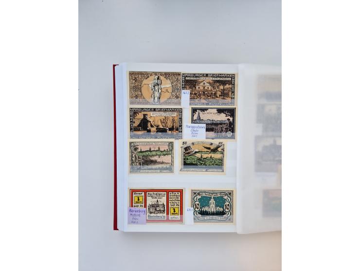 Notgeld-Serienscheine, saubere Sammlung in 16 meist dicken Steckalben, sauber nach Orten und Serien sortiert, überschlägig et
