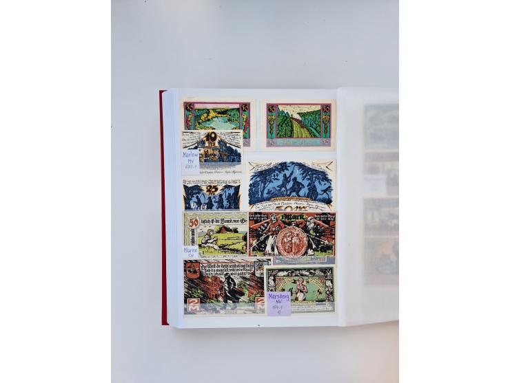 Notgeld-Serienscheine, saubere Sammlung in 16 meist dicken Steckalben, sauber nach Orten und Serien sortiert, überschlägig et