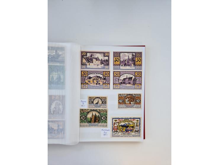 Notgeld-Serienscheine, saubere Sammlung in 16 meist dicken Steckalben, sauber nach Orten und Serien sortiert, überschlägig et