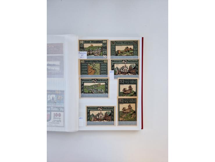 Notgeld-Serienscheine, saubere Sammlung in 16 meist dicken Steckalben, sauber nach Orten und Serien sortiert, überschlägig et