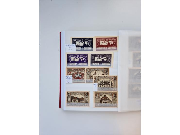 Notgeld-Serienscheine, saubere Sammlung in 16 meist dicken Steckalben, sauber nach Orten und Serien sortiert, überschlägig et