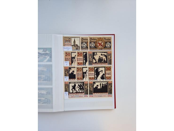 Notgeld-Serienscheine, saubere Sammlung in 16 meist dicken Steckalben, sauber nach Orten und Serien sortiert, überschlägig et