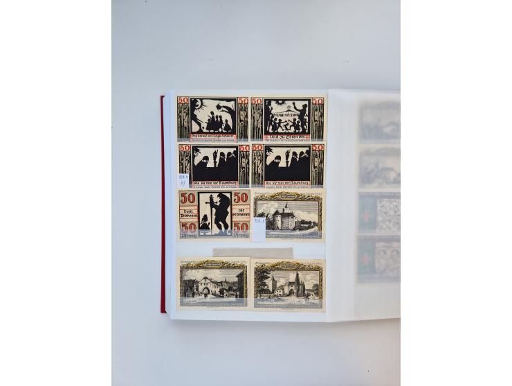 Notgeld-Serienscheine, saubere Sammlung in 16 meist dicken Steckalben, sauber nach Orten und Serien sortiert, überschlägig et
