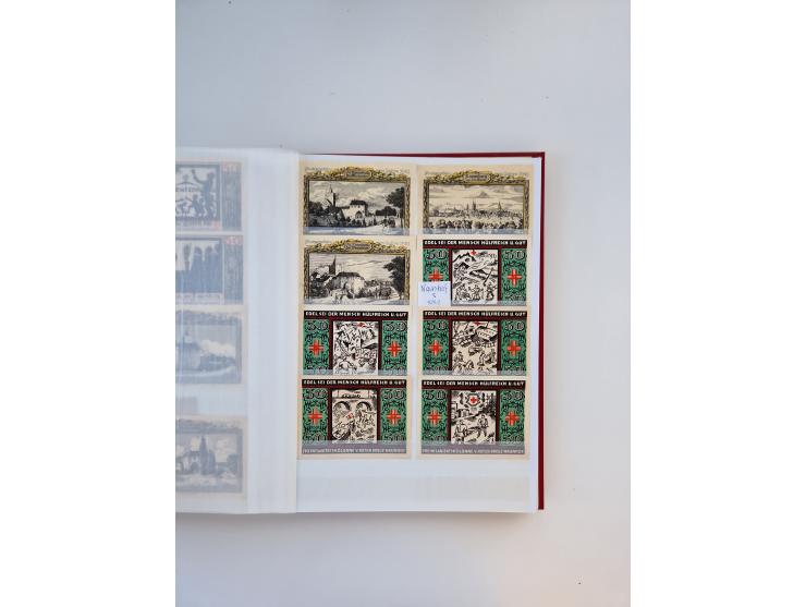 Notgeld-Serienscheine, saubere Sammlung in 16 meist dicken Steckalben, sauber nach Orten und Serien sortiert, überschlägig et