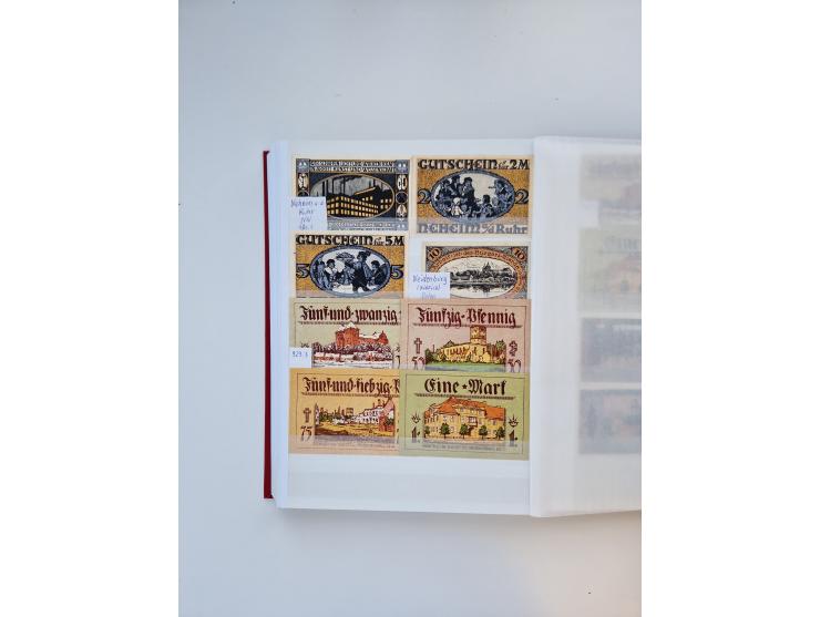 Notgeld-Serienscheine, saubere Sammlung in 16 meist dicken Steckalben, sauber nach Orten und Serien sortiert, überschlägig et