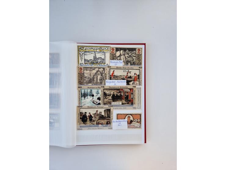 Notgeld-Serienscheine, saubere Sammlung in 16 meist dicken Steckalben, sauber nach Orten und Serien sortiert, überschlägig et