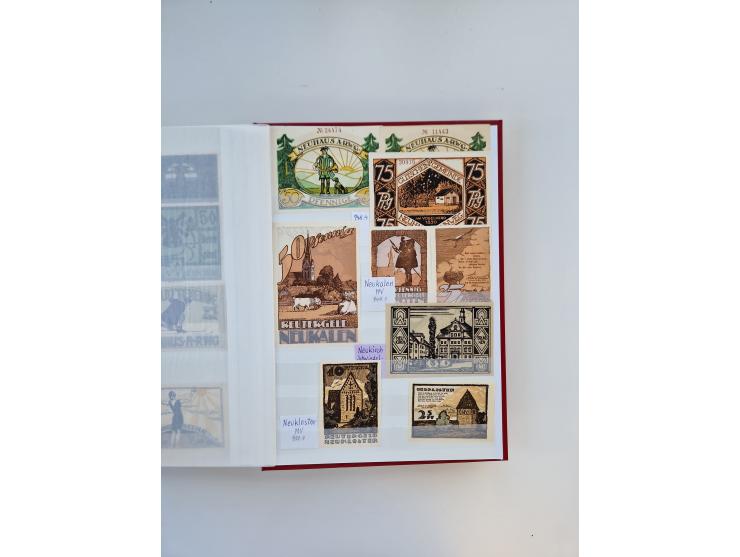 Notgeld-Serienscheine, saubere Sammlung in 16 meist dicken Steckalben, sauber nach Orten und Serien sortiert, überschlägig et