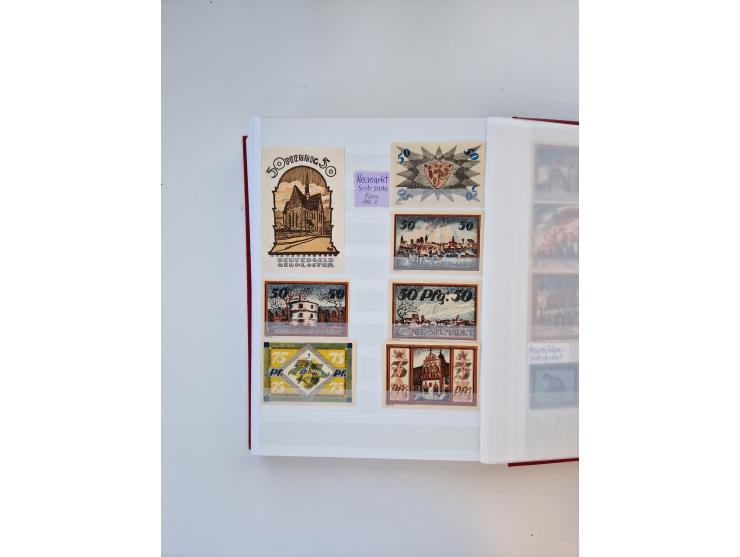 Notgeld-Serienscheine, saubere Sammlung in 16 meist dicken Steckalben, sauber nach Orten und Serien sortiert, überschlägig et