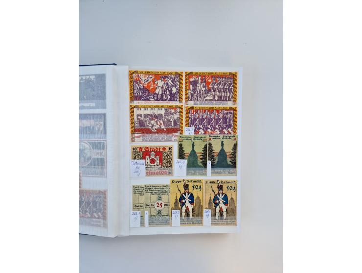 Notgeld-Serienscheine, saubere Sammlung in 16 meist dicken Steckalben, sauber nach Orten und Serien sortiert, überschlägig et