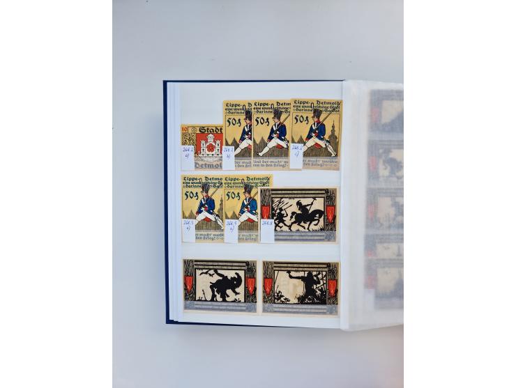 Notgeld-Serienscheine, saubere Sammlung in 16 meist dicken Steckalben, sauber nach Orten und Serien sortiert, überschlägig et