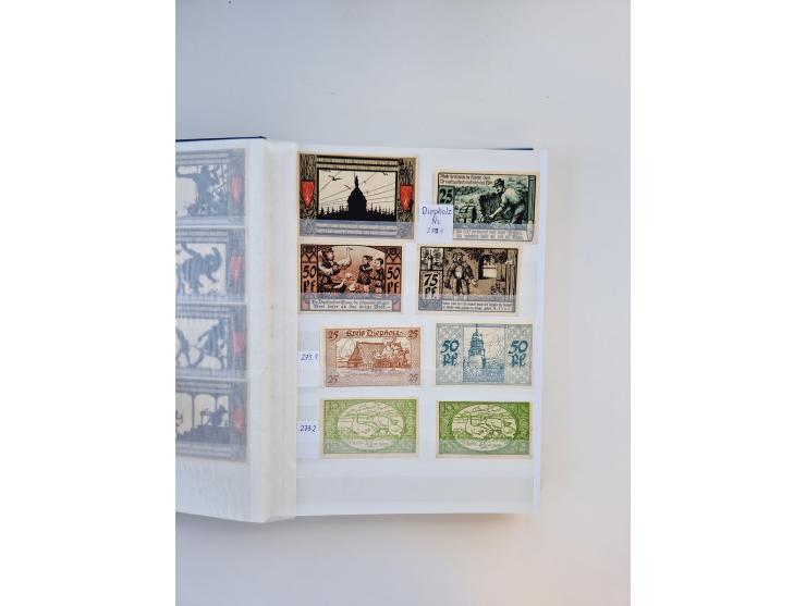 Notgeld-Serienscheine, saubere Sammlung in 16 meist dicken Steckalben, sauber nach Orten und Serien sortiert, überschlägig et