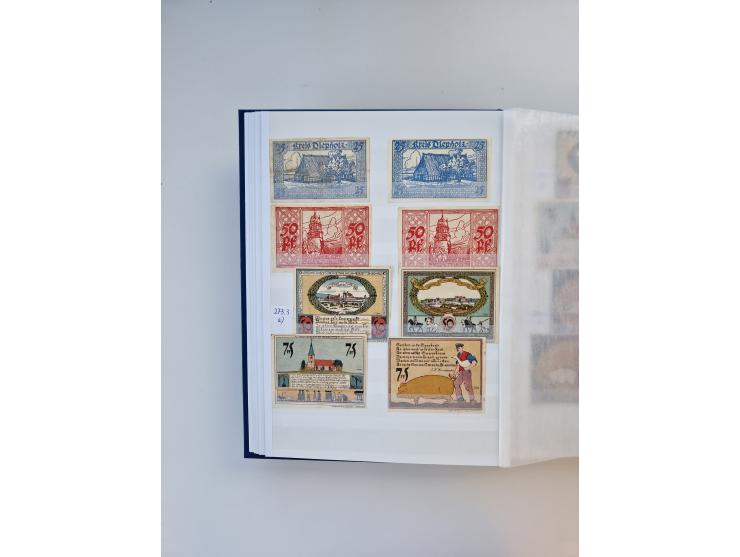 Notgeld-Serienscheine, saubere Sammlung in 16 meist dicken Steckalben, sauber nach Orten und Serien sortiert, überschlägig et