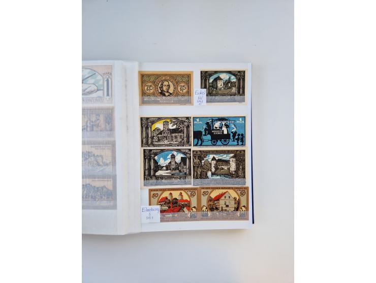 Notgeld-Serienscheine, saubere Sammlung in 16 meist dicken Steckalben, sauber nach Orten und Serien sortiert, überschlägig et