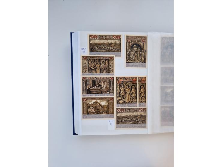 Notgeld-Serienscheine, saubere Sammlung in 16 meist dicken Steckalben, sauber nach Orten und Serien sortiert, überschlägig et