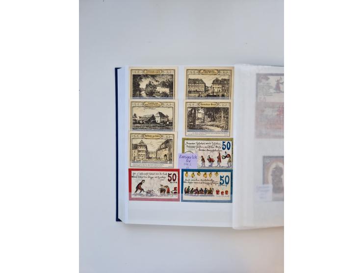 Notgeld-Serienscheine, saubere Sammlung in 16 meist dicken Steckalben, sauber nach Orten und Serien sortiert, überschlägig et