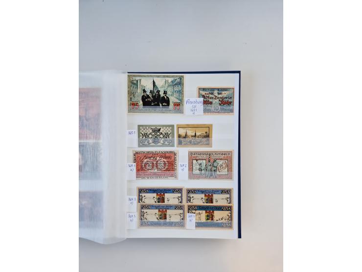 Notgeld-Serienscheine, saubere Sammlung in 16 meist dicken Steckalben, sauber nach Orten und Serien sortiert, überschlägig et