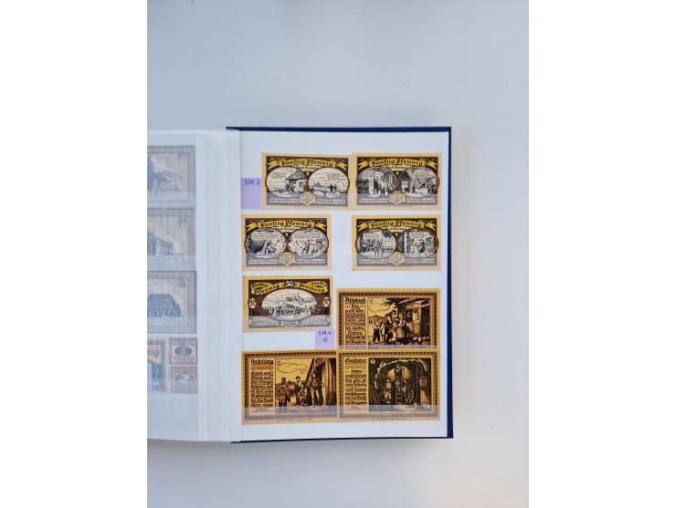 Notgeld-Serienscheine, saubere Sammlung in 16 meist dicken Steckalben, sauber nach Orten und Serien sortiert, überschlägig et