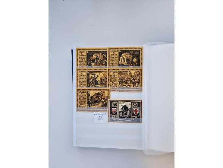 Notgeld-Serienscheine, saubere Sammlung in 16 meist dicken Steckalben, sauber nach Orten und Serien sortiert, überschlägig et