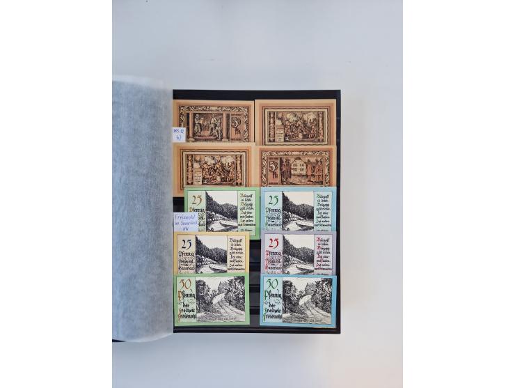 Notgeld-Serienscheine, saubere Sammlung in 16 meist dicken Steckalben, sauber nach Orten und Serien sortiert, überschlägig et