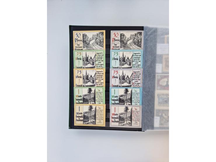 Notgeld-Serienscheine, saubere Sammlung in 16 meist dicken Steckalben, sauber nach Orten und Serien sortiert, überschlägig et