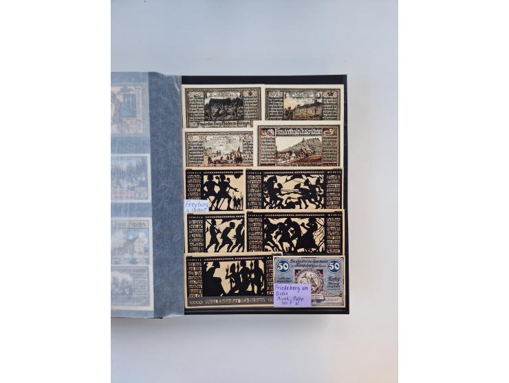 Notgeld-Serienscheine, saubere Sammlung in 16 meist dicken Steckalben, sauber nach Orten und Serien sortiert, überschlägig et