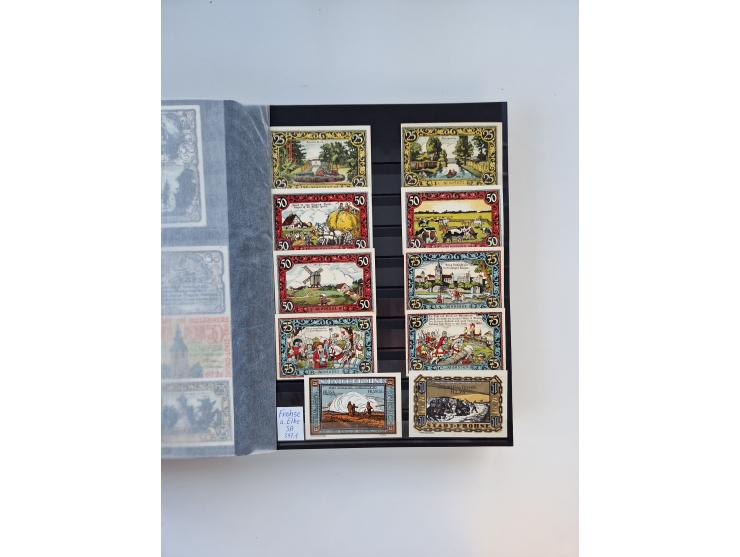 Notgeld-Serienscheine, saubere Sammlung in 16 meist dicken Steckalben, sauber nach Orten und Serien sortiert, überschlägig et