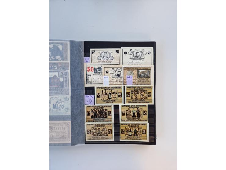 Notgeld-Serienscheine, saubere Sammlung in 16 meist dicken Steckalben, sauber nach Orten und Serien sortiert, überschlägig et