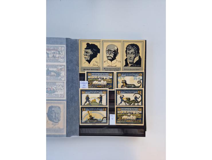 Notgeld-Serienscheine, saubere Sammlung in 16 meist dicken Steckalben, sauber nach Orten und Serien sortiert, überschlägig et