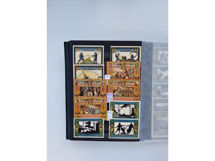 Notgeld-Serienscheine, saubere Sammlung in 16 meist dicken Steckalben, sauber nach Orten und Serien sortiert, überschlägig et