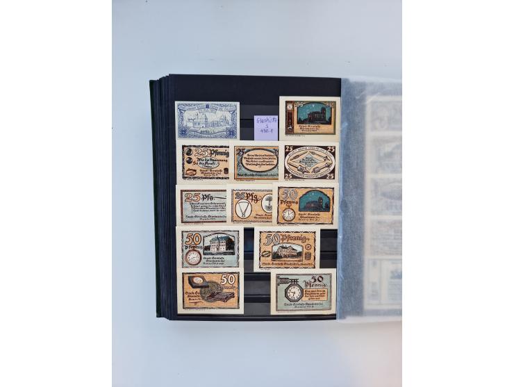 Notgeld-Serienscheine, saubere Sammlung in 16 meist dicken Steckalben, sauber nach Orten und Serien sortiert, überschlägig et