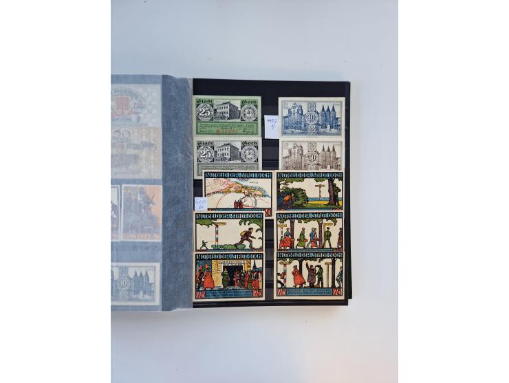 Notgeld-Serienscheine, saubere Sammlung in 16 meist dicken Steckalben, sauber nach Orten und Serien sortiert, überschlägig et