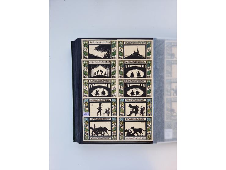 Notgeld-Serienscheine, saubere Sammlung in 16 meist dicken Steckalben, sauber nach Orten und Serien sortiert, überschlägig et