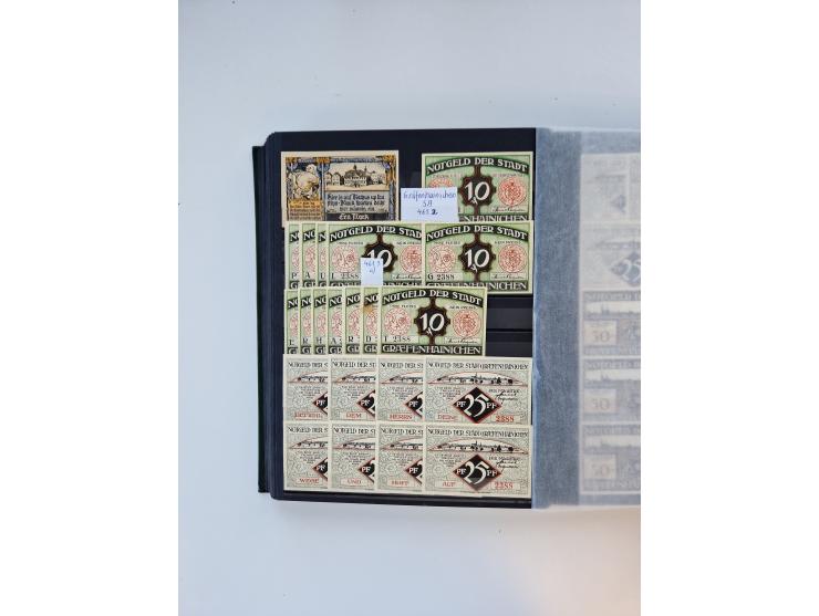 Notgeld-Serienscheine, saubere Sammlung in 16 meist dicken Steckalben, sauber nach Orten und Serien sortiert, überschlägig et
