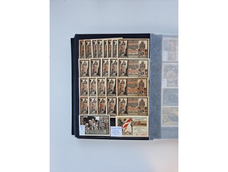 Notgeld-Serienscheine, saubere Sammlung in 16 meist dicken Steckalben, sauber nach Orten und Serien sortiert, überschlägig et