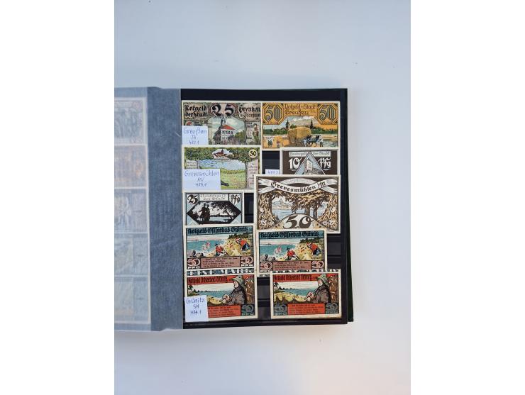 Notgeld-Serienscheine, saubere Sammlung in 16 meist dicken Steckalben, sauber nach Orten und Serien sortiert, überschlägig et