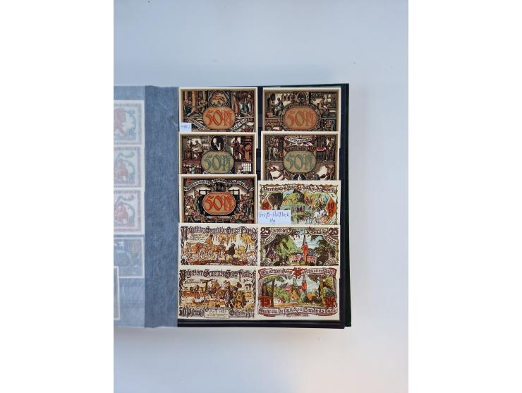 Notgeld-Serienscheine, saubere Sammlung in 16 meist dicken Steckalben, sauber nach Orten und Serien sortiert, überschlägig et