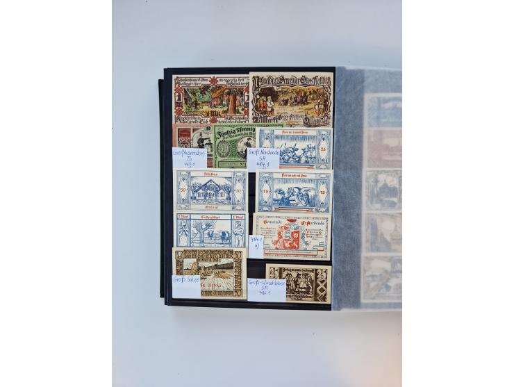 Notgeld-Serienscheine, saubere Sammlung in 16 meist dicken Steckalben, sauber nach Orten und Serien sortiert, überschlägig et