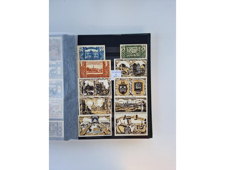 Notgeld-Serienscheine, saubere Sammlung in 16 meist dicken Steckalben, sauber nach Orten und Serien sortiert, überschlägig et