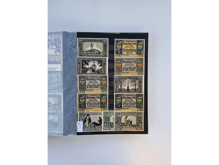 Notgeld-Serienscheine, saubere Sammlung in 16 meist dicken Steckalben, sauber nach Orten und Serien sortiert, überschlägig et