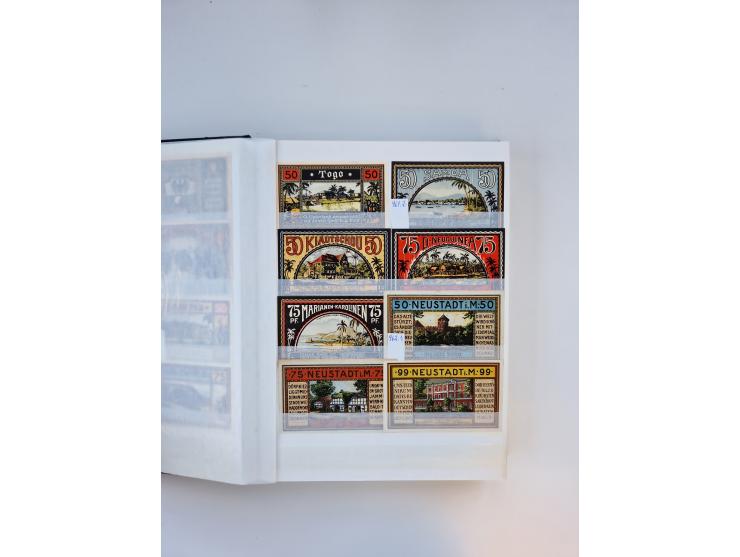 Notgeld-Serienscheine, saubere Sammlung in 16 meist dicken Steckalben, sauber nach Orten und Serien sortiert, überschlägig et