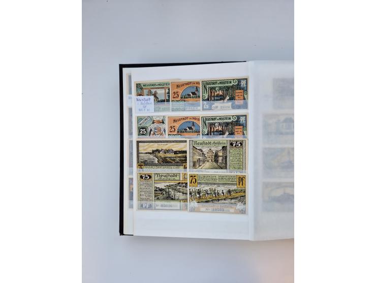 Notgeld-Serienscheine, saubere Sammlung in 16 meist dicken Steckalben, sauber nach Orten und Serien sortiert, überschlägig et