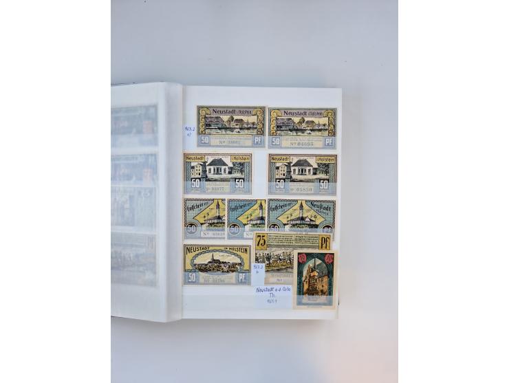 Notgeld-Serienscheine, saubere Sammlung in 16 meist dicken Steckalben, sauber nach Orten und Serien sortiert, überschlägig et