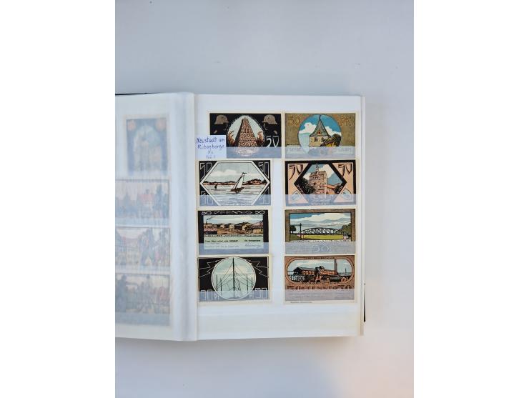 Notgeld-Serienscheine, saubere Sammlung in 16 meist dicken Steckalben, sauber nach Orten und Serien sortiert, überschlägig et