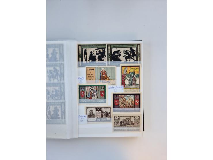 Notgeld-Serienscheine, saubere Sammlung in 16 meist dicken Steckalben, sauber nach Orten und Serien sortiert, überschlägig et