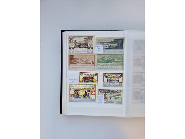 Notgeld-Serienscheine, saubere Sammlung in 16 meist dicken Steckalben, sauber nach Orten und Serien sortiert, überschlägig et