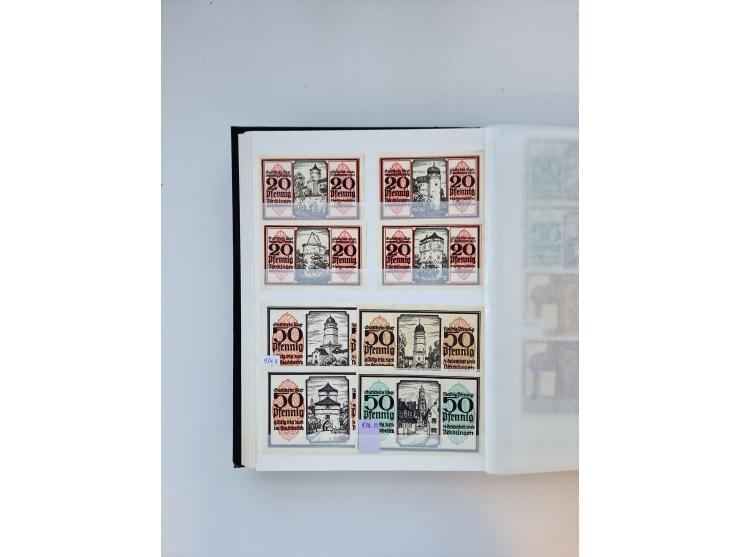 Notgeld-Serienscheine, saubere Sammlung in 16 meist dicken Steckalben, sauber nach Orten und Serien sortiert, überschlägig et